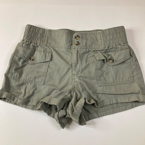 Womens Happily Grey Cargo Shorts Grayish Green 7/28 Cotton - Picture 1 of 8